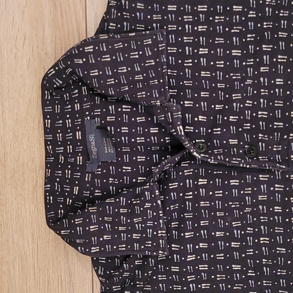 Ermenegildo Zegna Other - ERMENEGILDO ZEGNA Sport Black Abstract Cotton Blend Sz L Polo Short Sleeve Shirt